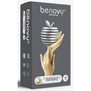 БЕНОВИ ПЕРЧАТКИ СМОТР. ЛАТ. Н/СТЕР. Н/ОПУДР. ТЕКСТ. Р.L №100 (50 ПАР) [BENOVY]